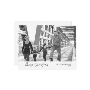 ミニマルモダンリスト、メリークリスマス家族の写真 ポストカード