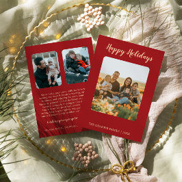 ミニマルモダンリスト|レッド3フォトハッピーホリデイズニュース シーズンカード