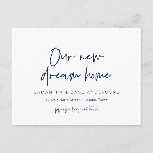 ミニマルモダンリスト、新しいホームアドレスのお知らせ ポストカード (正面)