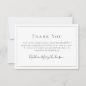 ミニマルモダンリスト |白黒葬儀悔やみや弔慰 サンキューカード (正面)