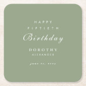 ミニマルモダンリストANYマイルストーンアダルト誕生日 スクエアペーパーコースター (正面)