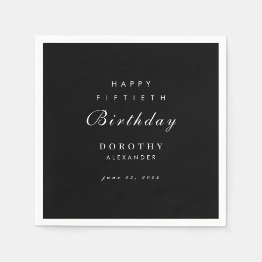 ミニマルモダンリストANYマイルストーンアダルト誕生日 スタンダードカクテルナプキン (正面)