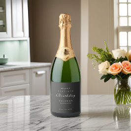 ミニマルモダンリストANYマイルストーンアダルト誕生日 スパークリングワインラベル