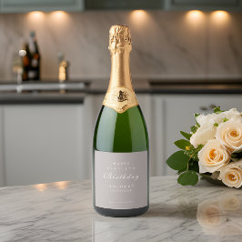 ミニマルモダンリストANYマイルストーンアダルト誕生日 スパークリングワインラベル