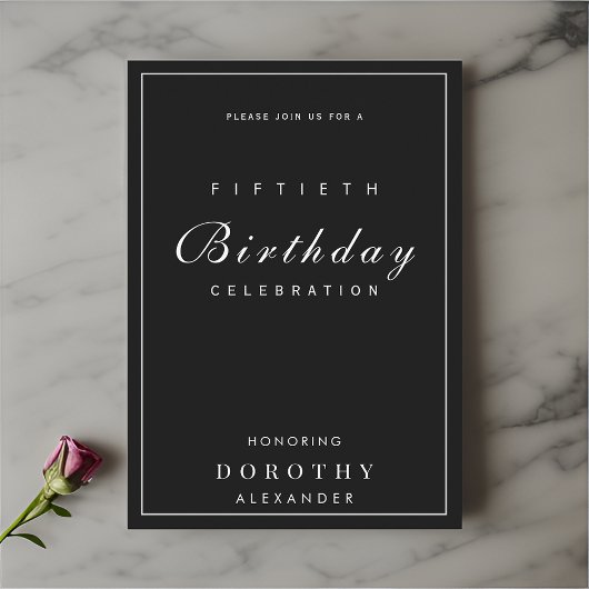 ミニマルモダンリストANYマイルストーンアダルト誕生日 招待状