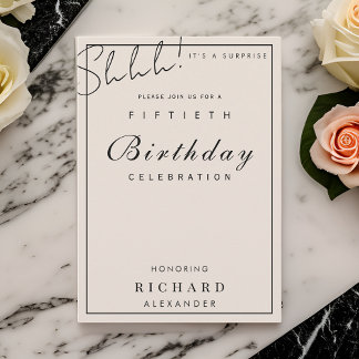 ミニマルモダンリストANYマイルストーンサプライズ誕生日 招待状