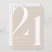 ミニマルモダンリストBeige Chic 21st Birthday 招待状 (正面)
