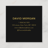 ミニマルモダンリストDJブラック&金ゴールドミュージックロゴ スクエア名刺 (裏面)