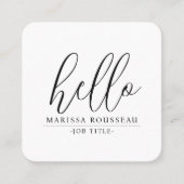 ミニマルモダンリストHello白黒QRコード スクエア名刺 (正面)