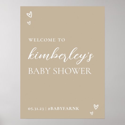 ミニマルモダンリストHello Baby Shower Welcome Poster ポスター (正面)
