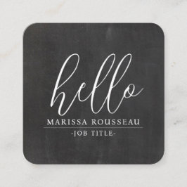 ミニマルモダンリストHello GrayブラックQRコード スクエア名刺