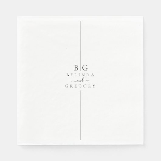 ミニマルモダンリストInline Monogram結婚's スタンダードランチョンナプキン (正面)
