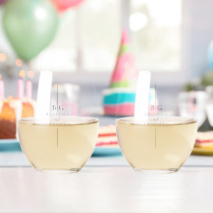 ミニマルモダンリストInline Monogram結婚's ステムなしワイングラス