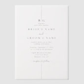 ミニマルモダンリストInline Monogram結婚's ベラム紙招待状 (正面)