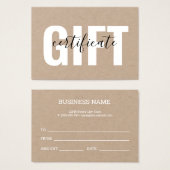 ミニマルモダンリストKraftバウチャーギフト証明書 (正面&裏面)
