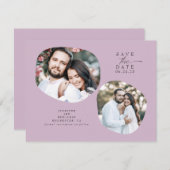 ミニマルモダンリストMauve日付の写真を保存 セーブザデート (正面/裏面)