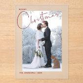 ミニマルモダンリストMerry Christmas新婚の写真 アクリル招待状 (正面)