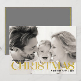 ミニマルモダンリストMerry Christmas Family Photo シーズンカード