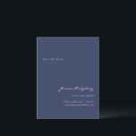 ミニマルモダンリストNavy Blueスクリプト日付の保存 ポストカード<br><div class="desc">ミニマルモダンリストNavy Blueスクリプト結婚式の日付ポストカードの保存</div>