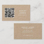 ミニマルモダンリストQRコードクラフトビジネスカード 名刺 (正面/裏面)