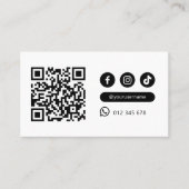 ミニマルモダンリストQrコードソーシャルメディア白黒 名刺 (正面)