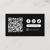 ミニマルモダンリストQrコードソーシャルメディア白黒 名刺 (正面)