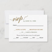 ミニマルモダンリストSage Greenスクリプエレガントト金ゴールド 出欠カード (正面)