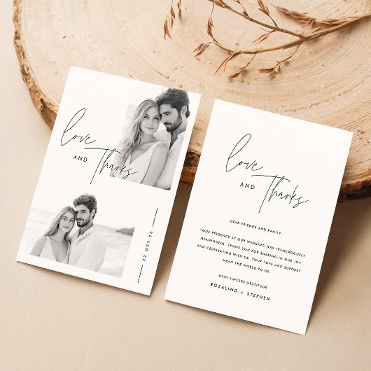 ミニマルモダンリストScript 2フォト結婚ズ サンキューカード