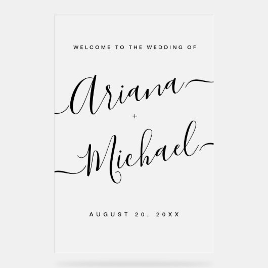 ミニマルモダンリストScript Welcome結婚's Frosted アクリルサイン (正面)