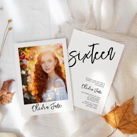 ミニマルモダンリストSweet 16フォト招待状 招待状