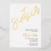 ミニマルモダンリストSweet 16フォト招待状 箔招待状 (正面)