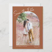 ミニマルモダンリストterra cotta photo Save the Date 招待状 (正面)