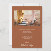 ミニマルモダンリストterra cotta photo Save the Date 招待状 (裏面)