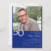 ミニマルモダンリス王室のトブルー50誕生日 招待状 (正面)