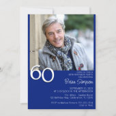 ミニマルモダンリス王室のトブルー60誕生日 招待状 (正面)