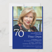 ミニマルモダンリス王室のトブルー70誕生日 招待状 (正面)