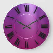 ミニマルモダンリズムのピンク紫ローマ数字 ラージ壁時計 (正面)