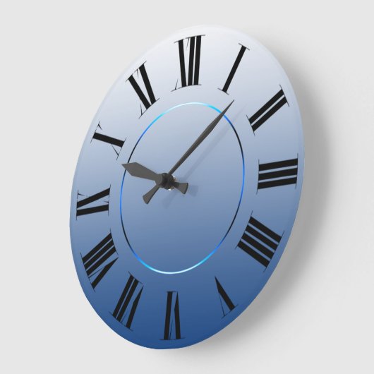 ミニマルモダンリズム青の海軍ローマ数字 ラージ壁時計 (傾斜)