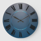 ミニマルモダンリズム青グレーグラデーションローマ数字 ラージ壁時計 (正面)