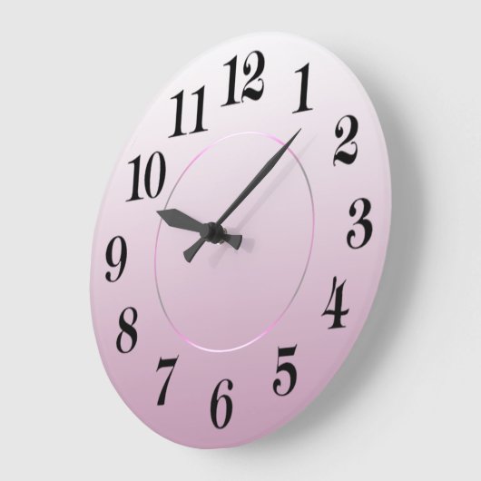 ミニマルモダンリズム黒ピンクのアラビア数字 ラージ壁時計 (傾斜)