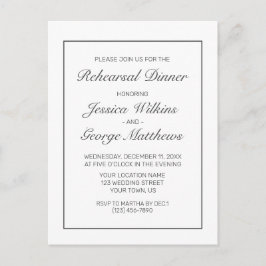 ミニマルモダンリハーサルディナー招待状 ポストカード
