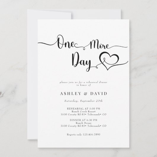 ミニマルモダンリハーサルディナー 招待状 (正面)