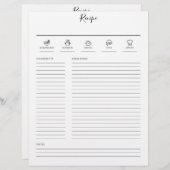 ミニマルモダンレシピクックブックシートページ (正面/裏面)