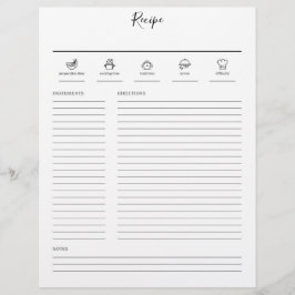 ミニマルモダンレシピクックブックシートページ