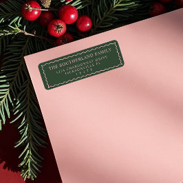 ミニマルモダンレトログリーン&ピンク波線ファミリー ラベル