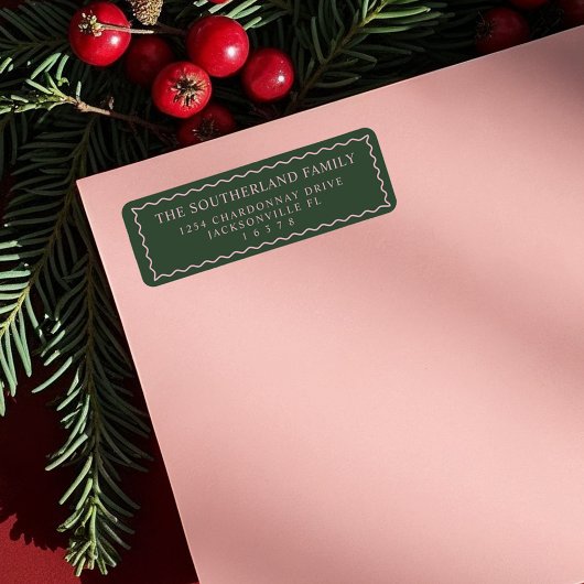 ミニマルモダンレトログリーン&ピンク波線ファミリー ラベル