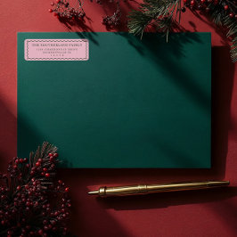 ミニマルモダンレトロピンクと緑の波線ファミリ ラベル