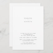 ミニマルモダンヴィンテージ結婚白黒 招待状 (正面/裏面)