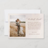 ミニマルモダン主義のエレガントな結婚式の写真 サンキューカード (裏面)