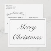 ミニマルモダン主義のホワイトメリークリスマスグリーティング 案内ポストカード (正面/裏面)